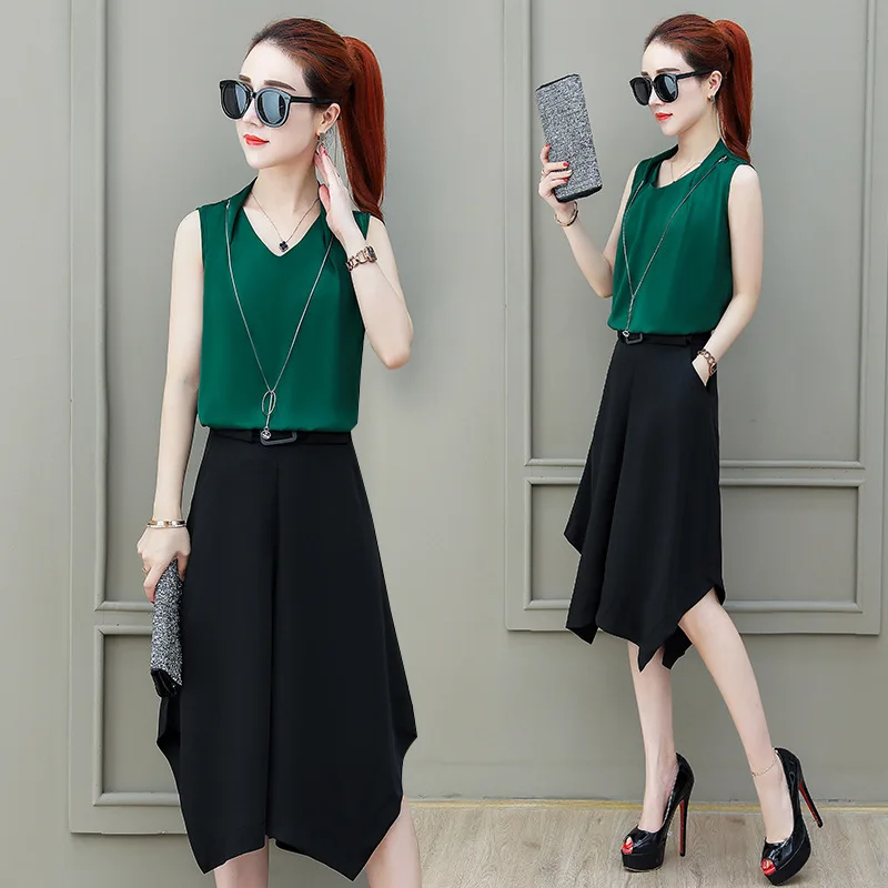 

T-shirt + Loose-Fit Loose Pants Two-Piece Set WOMEN'S Dress 2019 Spring Summer New Style Fashion Casual Loose Pants WOMEN'S Pant