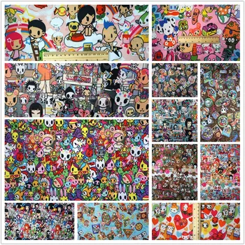 

145*90cm Japanese cartoon Toki-doki Unicorn waterproof Oxford Fabric for patchwork PVC Fabric For Sewing Tablecloth bag raincoat