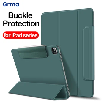 

GRMA Original Leather Cover for iPad Pro 12.9'' 11'' inch 2020 Magnetic Auto Wake Sleep Case for iPad Pro Buckle Protection Case