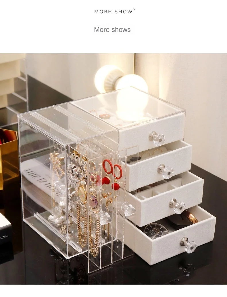 Large Capacity Jewelry Storage Box, Transparent Display Stand, Dustproof Jewelry Jewellery Necklace Bracelet, Organize Drawer