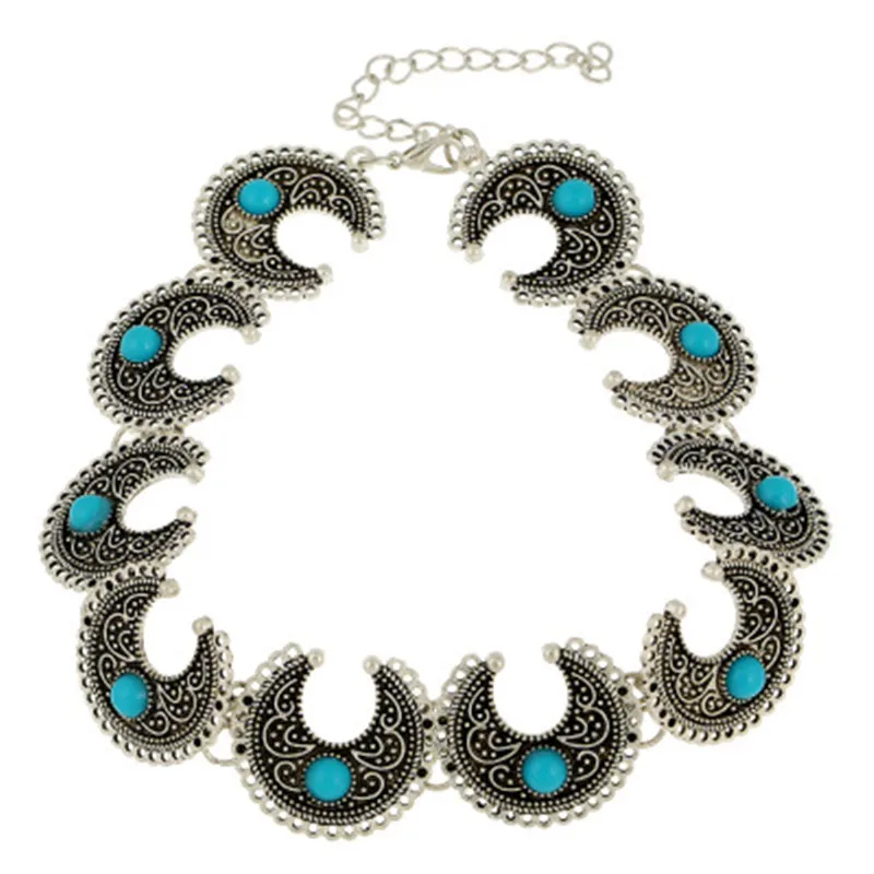 Ожерелье чокер Boho из бирюзы и натурального камня для женщин ожерелье нежного
