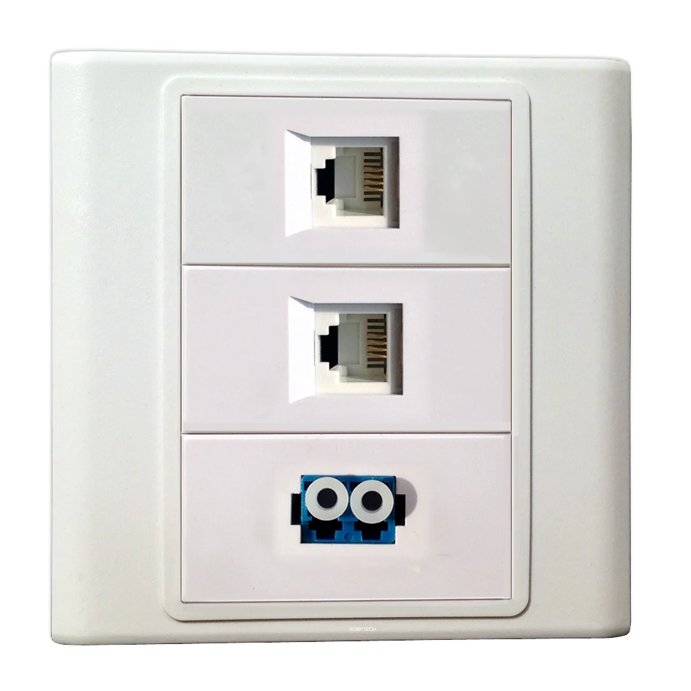 Ports RJ11 + RJ11 + LC ,Wall Plate Outlet Cover Wall Mount Faceplates Socket Plug Cat3 PSTN