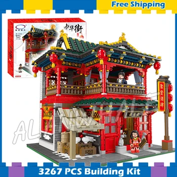 

3267pcs China Town Creator Street Ancient Chinese Pub Tavern 01002 Model Building Blocks Toys Bricks Compatible With Lago