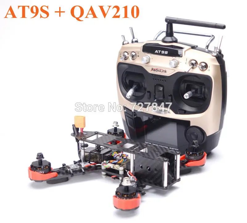 

Ready to Fly QAV210 210mm RS2205 Motor F3 Deluxe Flight Control Littlebee 30A-s 30a ESC BLHeli-s Firmware Radiolink AT9S