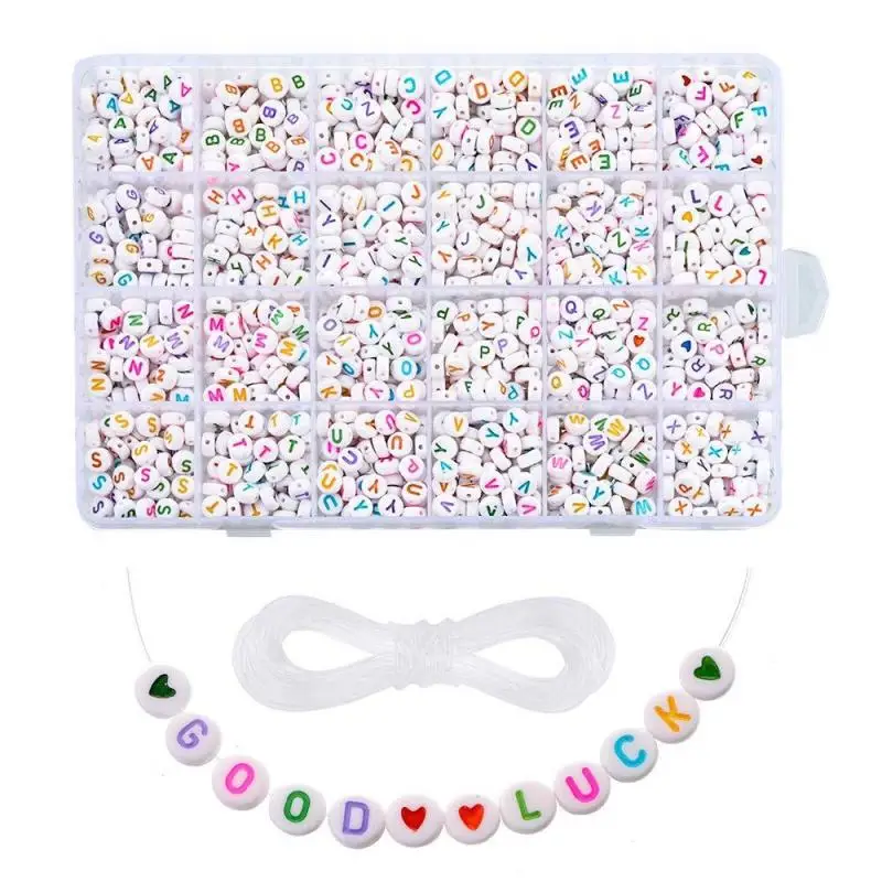 

1200Pcs Squre Acrylic Letter 4x7mm 26 Round Loose English Letter for DIY Bracelet Necklace Jewelry Accessories Making