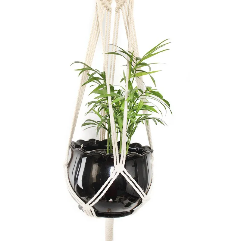 

Horticulture Green Flower Pot Hemp Rope Hanging Basket Nordic style Concise Macrame Plant Wall Hanging Home Garden Decoration