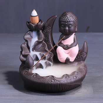

Backflow Reflux Incense Burner Holder Censer Buddist Monk Statue Handicraft Creative Home Decor The Little Monk
