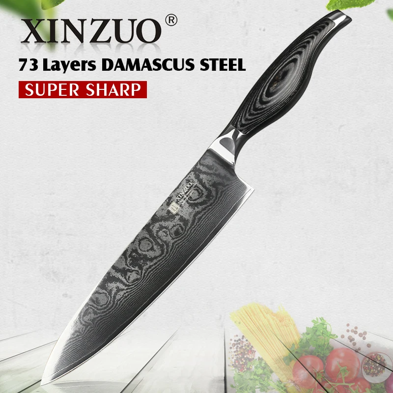 XINZUO 8 дюймов нож шеф повара из дамасской стали vg10 кухонные ножи нержавеющей Gyutou для кухни с ручкой