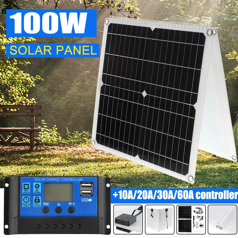 100W (2 Pezzi X 50W) Pannello Solare Pieghevole Pannello Solare Controller Usb Batteria Solare Batteria/Modulo/Caricatore Di Sistema Per Telefono Cell