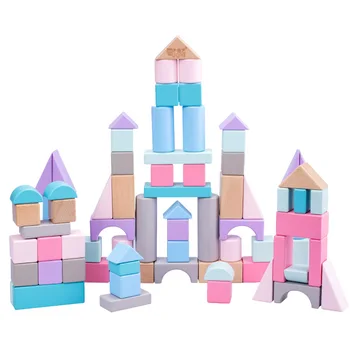 

New Early Learning Color Macaron Wooden Building Blocks Children's Diy Building Block Toys Assembled Building Block Toys