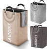 Collapsible Fabric Laundry Hamper with Ring Aluminum Handle for Easy Carry Portable Washing Bin Folding Clothes Bag 1