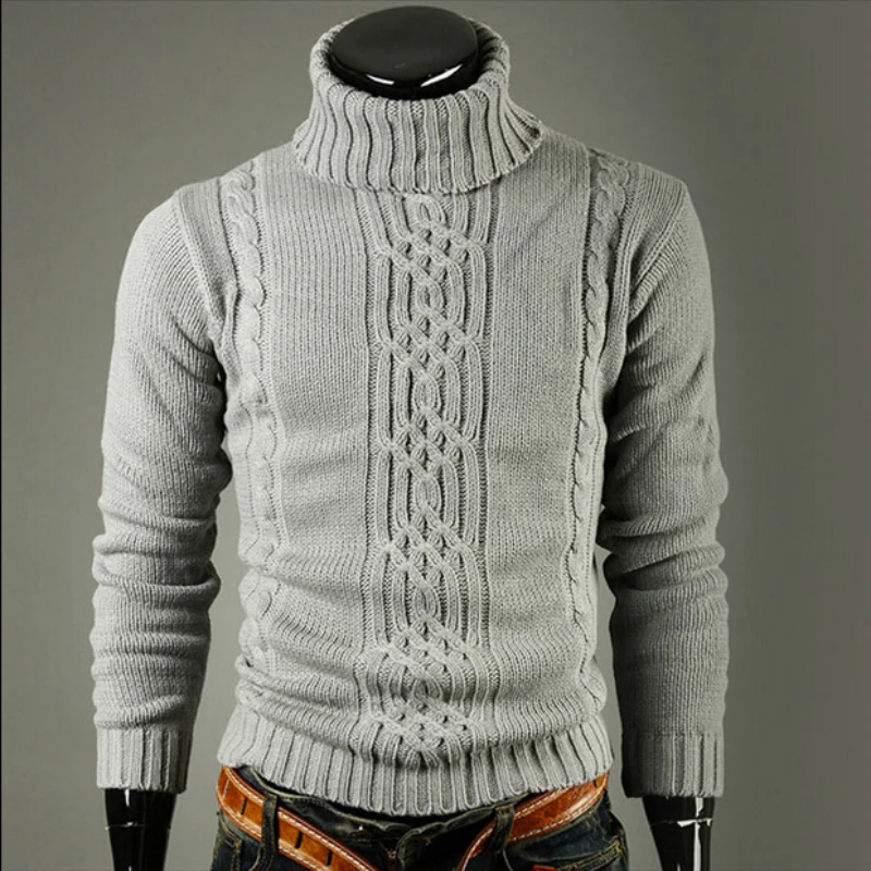Online Men S Sweater Jacquard Hedging Men S Turtleneck Solid Casual Sweater Pullover Male Brand Men s Slim Sweaters Knitted Pullovers