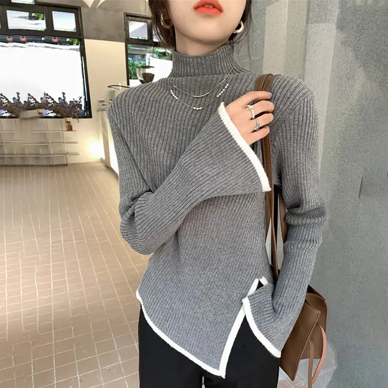 ★韓国人気★LOOKPLE★LOOK ZINUS HALF-TURTLENECK KNIT MTM Turtleneck Sweater Women Irregular Classy Korean Style