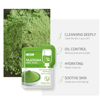 

Longjing Matcha Green Clay Mask Moisturizing Oil Control Care Face Repairing Refreshing Mask Wash-off Brightening Skin E6W0