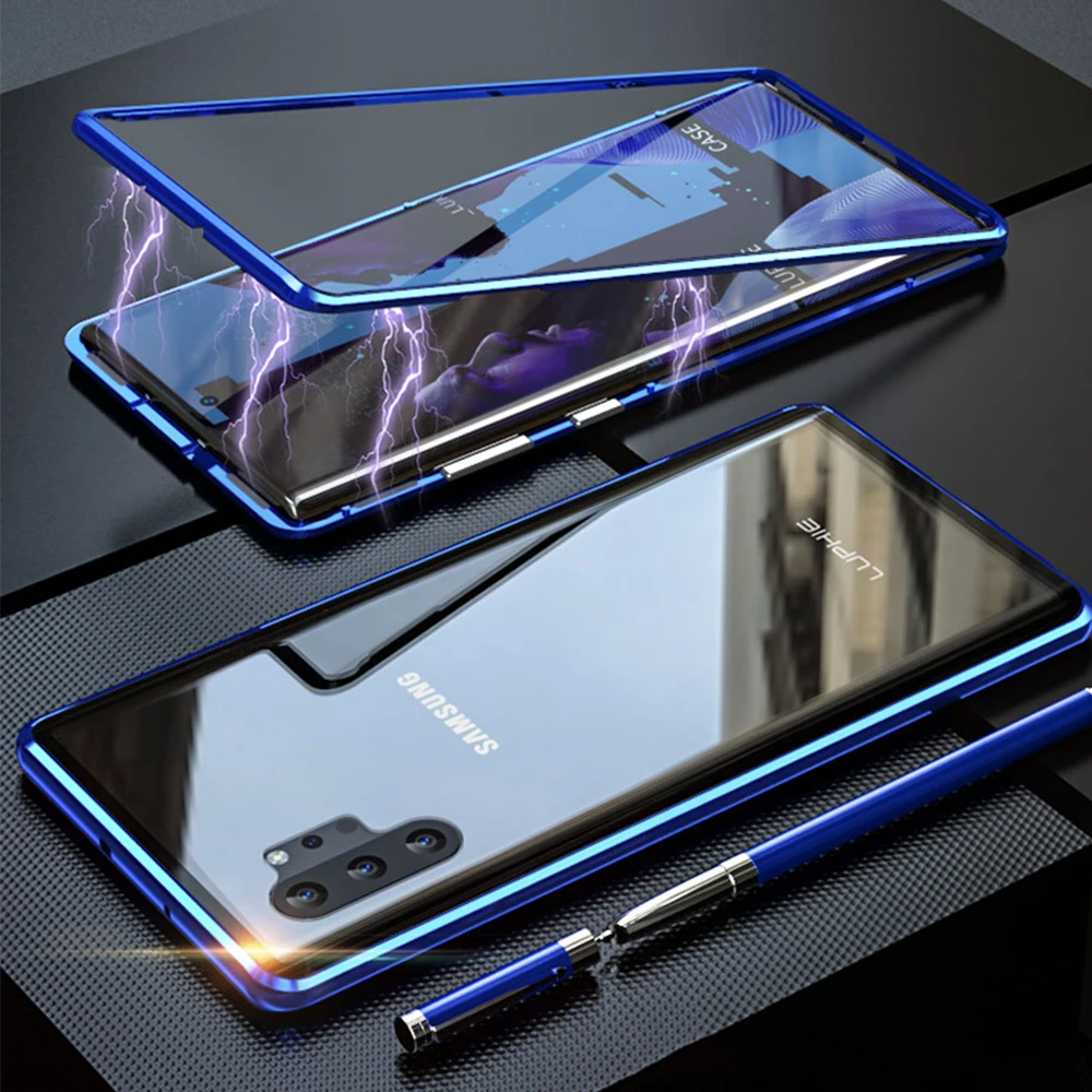 Магнитный чехол с двойным лицевым покрытием для Samsung A40 A50 A70 S10 защитный из