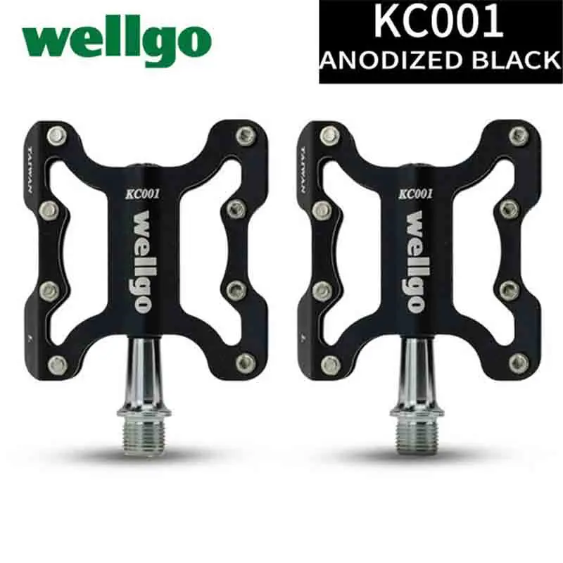 Black Wellgo KC001 фиксированная педаль MTB BMX велосипедный светильник педали 270 г/пара высококачественные детали для велосипеда Cr-Mo, 9/16 ''шпиндель, герметичный подшипник - Цвет: Black