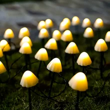 Guirlande solaire LED étanche avec des champignons, Luminaire décoratif d'extérieur, idéal pour un jardin ou un Patio 