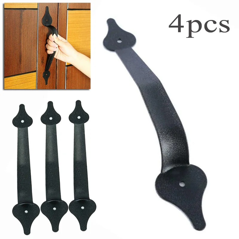 

4pcs Handles 28.5cm Sliding Door Handle Black Cast Iron Cabinet Closet Hardware Matte Black Doors Gate Drawers Kit
