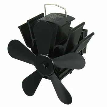 

Heat Powered Stove Fan Wood Log Burner Fireplace 4/5 Blades Wind Blower Aluminum