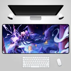 Genshin – tapis de souris Impact Raiden Shogun, 40x90 XXL, grand tapis de Table, accessoires de salle de jeu, bande dessinée Kawaii 