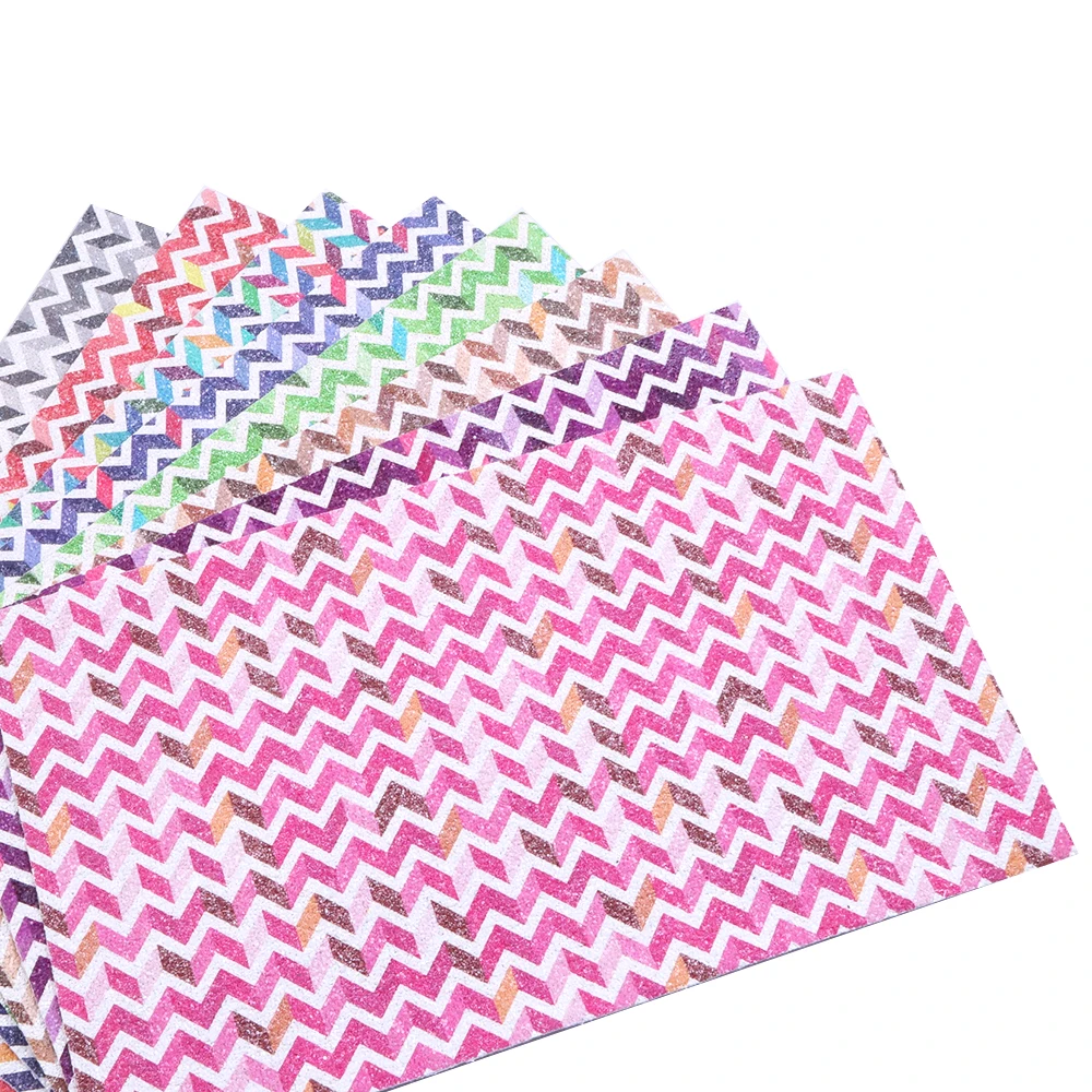 20*34cm Colorful Wave Patterns Glitter Synthetic Leather Fabric,DIY Handmade Materials For Making Crafts,1Yc4029