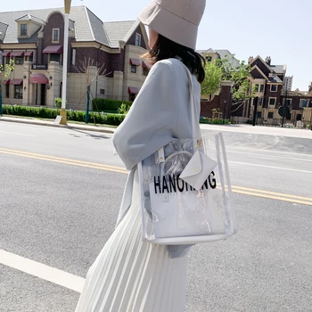

Transparent PVC large-capacity mother and child bag ladies 2020 bag new wild shoulder bag crossbody bag