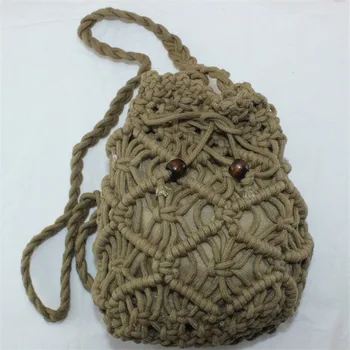 

HPopular Woven Hollow Out Beach Bag Women Crochet Fringed Straw Bags Handmade Day Clutches Knitting Weave Boho Summer Bag