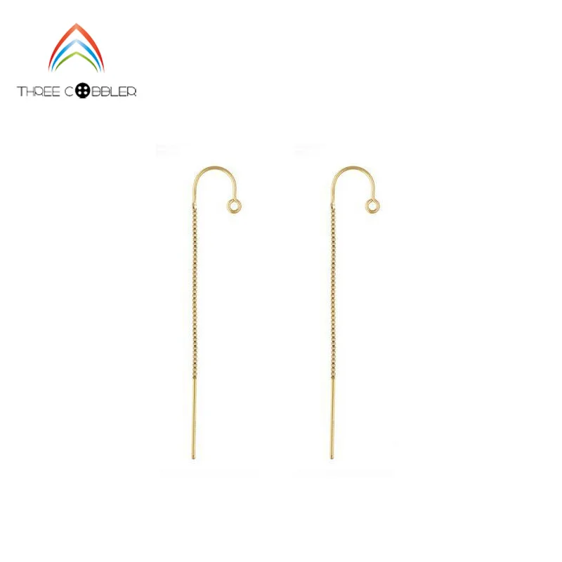 

14Kt Gold Filled Ear Threads U Threader Box Chain Drop W/Ring 14K Yellow Gold Filled Wholesale BULK DIY Jewelry Findings