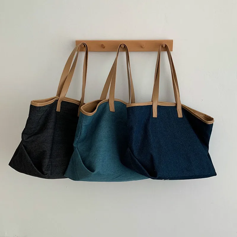 

Jlulu Super Large Capacity Denim Tote Bags for Women 2019 Huge Neverful Shopping Travel Bags Shoulder Bag Women Handbags