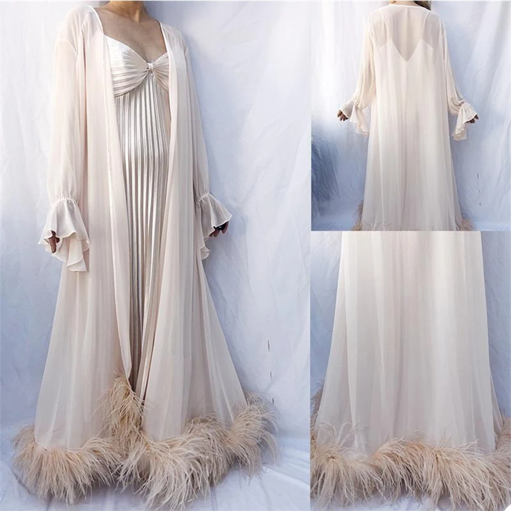Outfit One Piece Long Bathrobe with Fur Floor Length Made Nightgown Pajamas Sleepwear Gowns Housecoat Nightwear