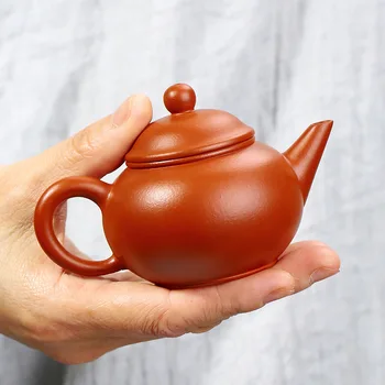 

Red clay teapot, pure hand teapot, raw ore, horizontal teapot, small number, Yixing tea set 90ml