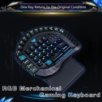 

AULA one-handed mechanical keyboard e-sports game RGB backlight eating chicken keyboard macro definition gun god throne