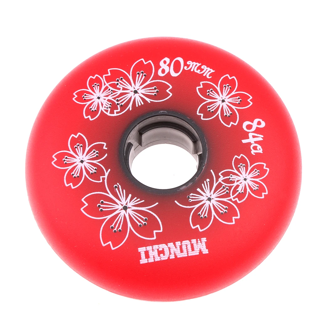 8 Pcs Professional Durable High Elasticity PU Replacement Wheels 80mm 84A for Inline Roller Hockey Skate Luggage Scooter Red