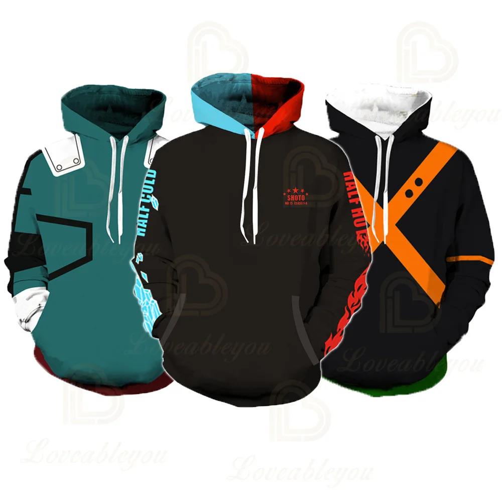 

Anime My Hero Academia Cosplay Costume Todoroki Shoto Hoodie Sweatshirts Jacket Unisex School Uniforms Tops