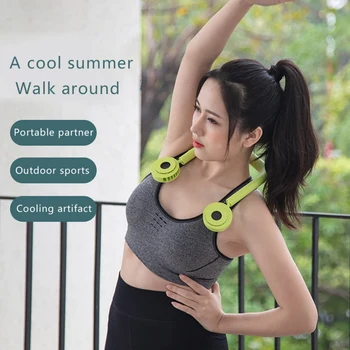 

Hands-free Neck Band Hands-Free Hanging Fan USB Rechargeable Dual Fan Mini Air Cooler Summer Portable Hanging Sport Fan