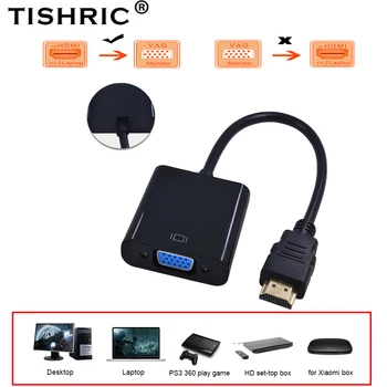 

TISHRIC HDMI To VGA adapter Cable Male To Famale 1080P Digital To Analog Video converter For PC Laptop TV Box