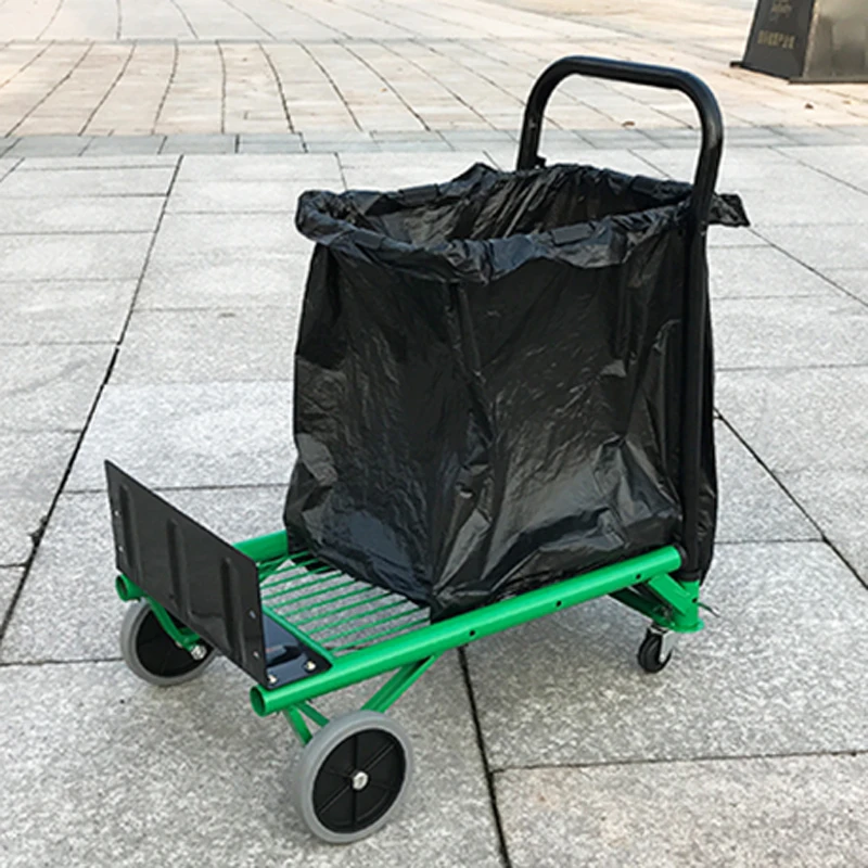 Flatbed trolley Folding portable pallet truck Load 90kg small trailer Garbage recycling trolley TPR big wheel
