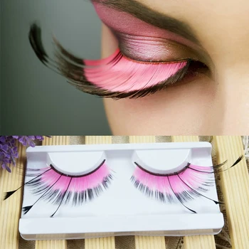 

3 Pair Stage Exaggeration False Eyelashes Tail Lengthened Feather False Eyelashes European American Party Pink False Eyelashes