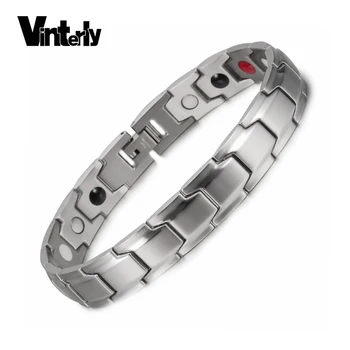 

Men's Hand Chain Gold-color Bracelet Healing Energy Stainless Steel Germanium Magnetic Bracelets Bangle for Men Jewelry