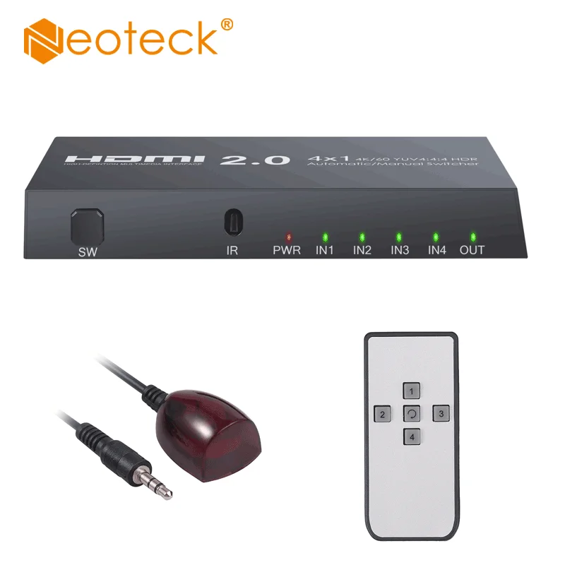 Коммутатор Neoteck HDMI с аудиовыходом 4 порта 4X1|Кабели HDMI| |