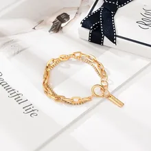 Модные браслеты для женщин, простой Одноцветный браслет с медной цепочкой, горный хрусталь,, простое Новое поступление 30YH