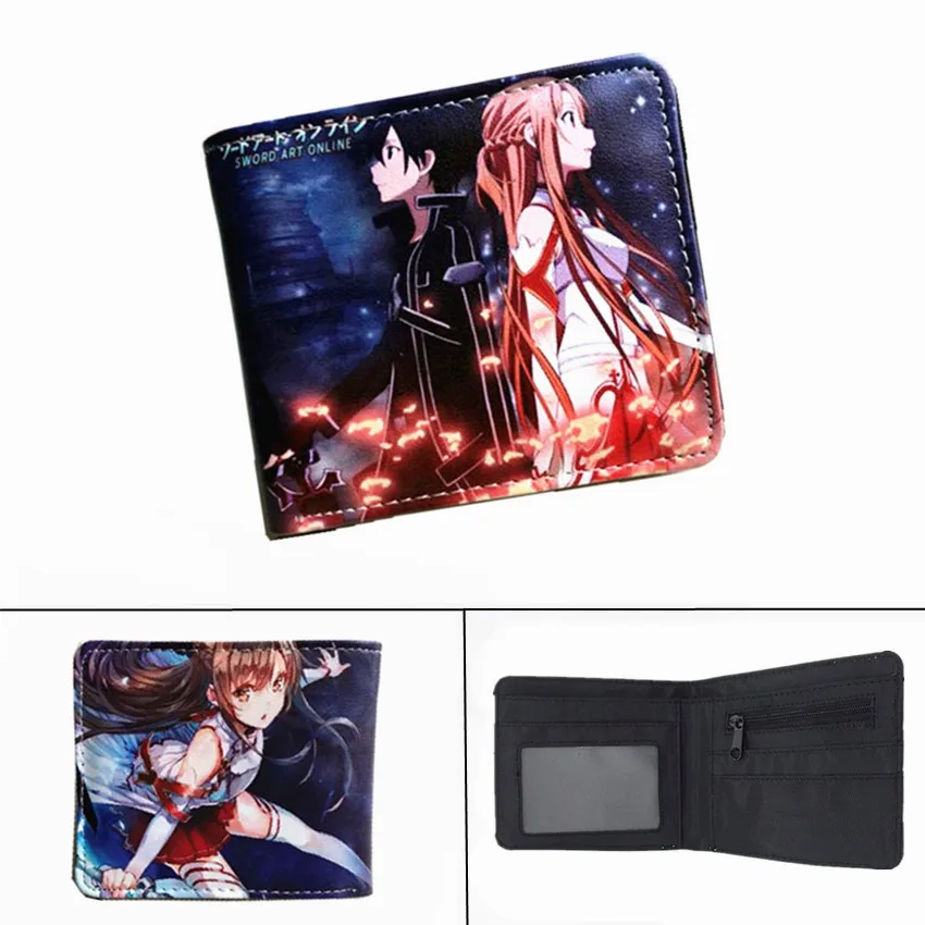 Аниме Sword Art Online SAO Kazuto PU кошелек для мальчиков и девочек на молнии, карман для монет, кожаный короткий двойной держатель для карт, кошелек, подарок - Цвет: B
