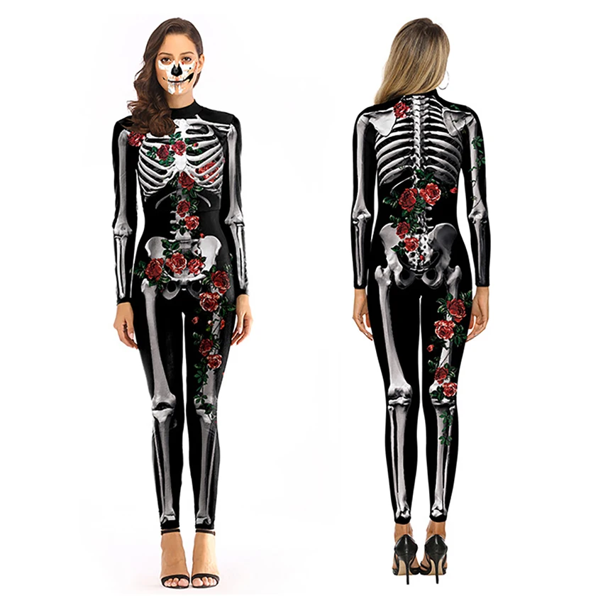 

Horror Costume Skull Scary Skeleton Costumes Clown Halloween Costume for Women Creepy Demon Purim Jumpsuit Devil Costumes