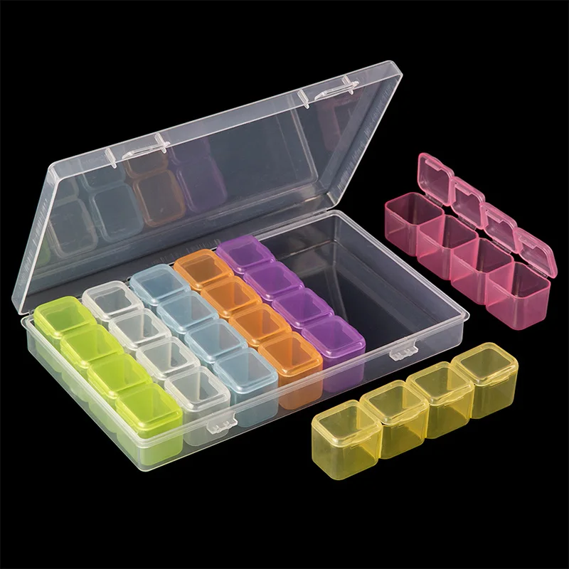 

28 Cells DIY 5d Diamond Painting Tool Accessories Storage Box Rhinestones Organizer Beads Jewelry Kit Case Home Storage Box