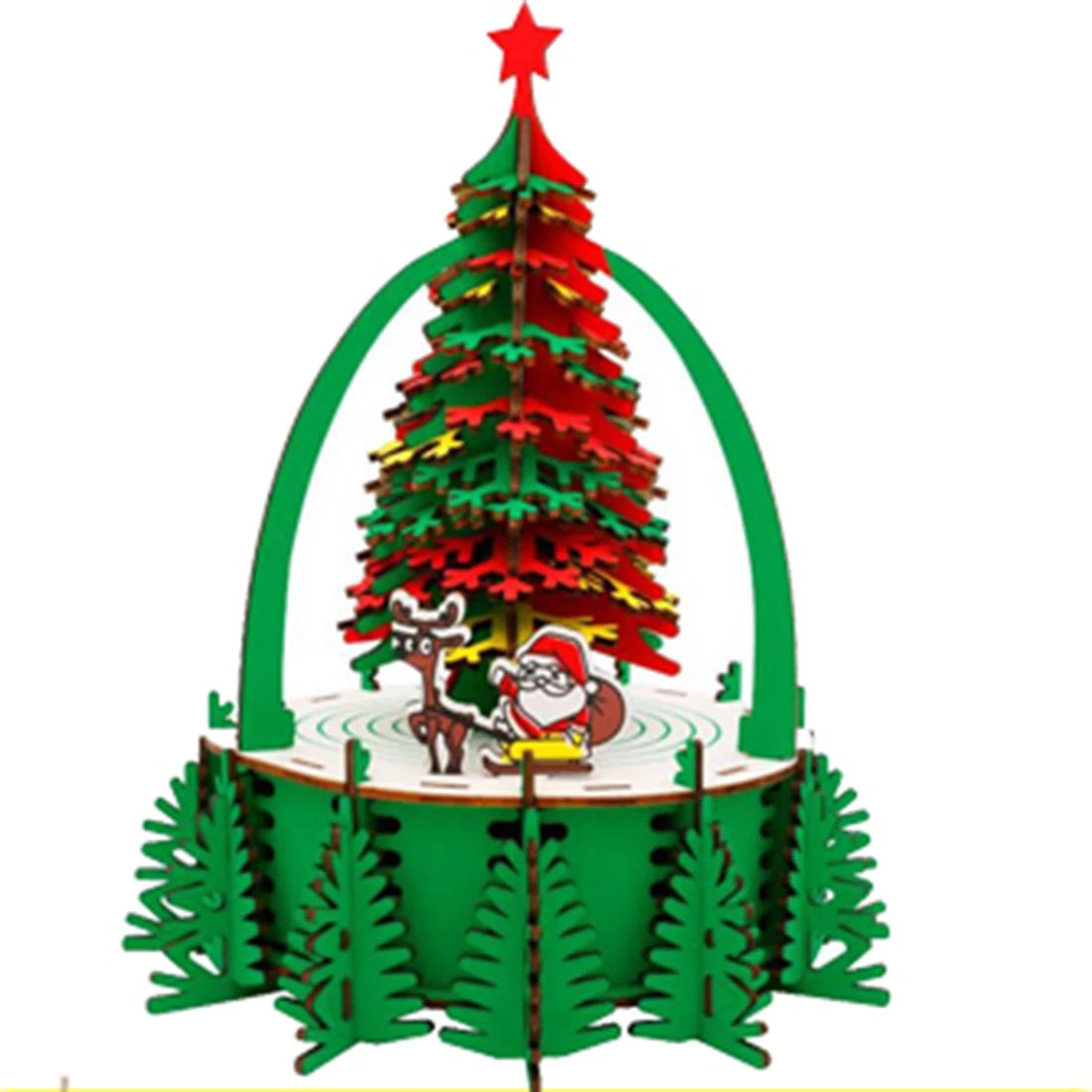 4Pcs DIY 3D Wooden Christmas Assembled Toy Simulation Christmas Craft Gift 4