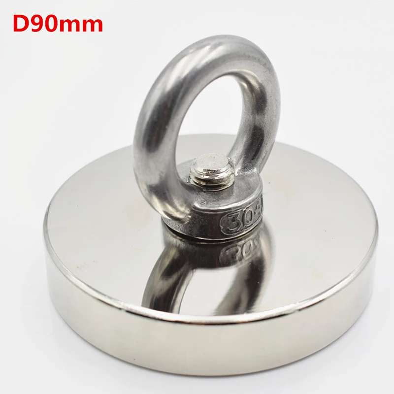 EASY-D90Mm сильный Мощный круглый неодимовый магнит крюк спасательный рыболовный магнит 300 кг держатель для морского оборудования потянув монтажный горшок