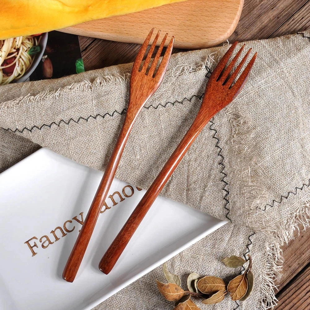 Cake Forks Wooden Dessert Fork Tea Forks Bamboo Small Fork for Fruit Snack Dinnerware Party Utensils Tableware 1pcs cutlery set wooden cutlery set