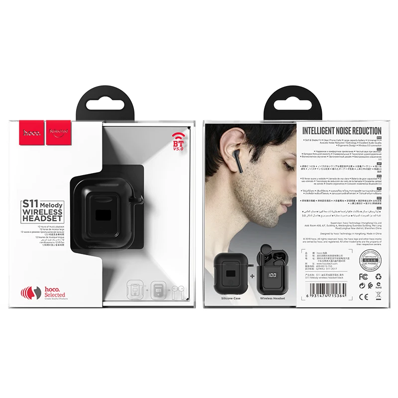 Беспроводное зарядное устройство HOCO S11 наушники-вкладыши TWS Bluetooth 5,0 наушники 3D стерео Беспроводной наушники с светодиодный Дисплей зарядным устройством гарнитура Спорт