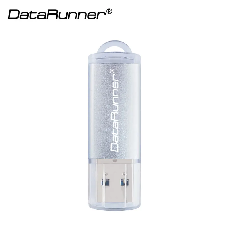 Серебристый Usb флеш-накопитель DataRunner 3,0, 128 ГБ, флеш-накопитель, 16 ГБ, 32 ГБ, 64 ГБ, 256 ГБ, портативные флеш-накопители, USB 3,0, карта памяти, флэш-диск - Цвет: Серебристый
