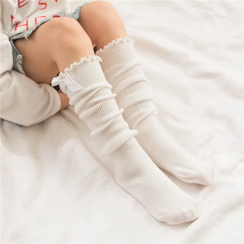 Socks skarpetki Kids Toddler Baby Girls Boys Solid Anti-Slip Knitted Long Socks Knee Socks kniekousen meisje #4S02 (21)